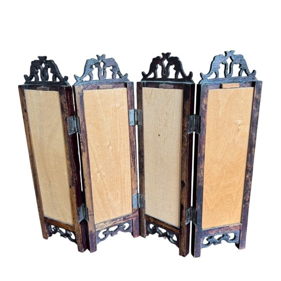 Asian Miniature Folding Screen Table Top Divider Screen Dollhouse Decor 4 Panel - Picture 11 of 16